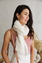 Load image into Gallery viewer, white scarf, ethical scarf, cotton scarf, Autumn scarf