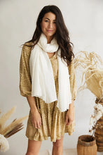Load image into Gallery viewer, white scarf, ethical scarf, cotton scarf, Autumn scarf
