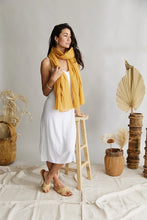 Load image into Gallery viewer, mustard scarf, ethical scarf, cotton scarf, Autumn scarf
