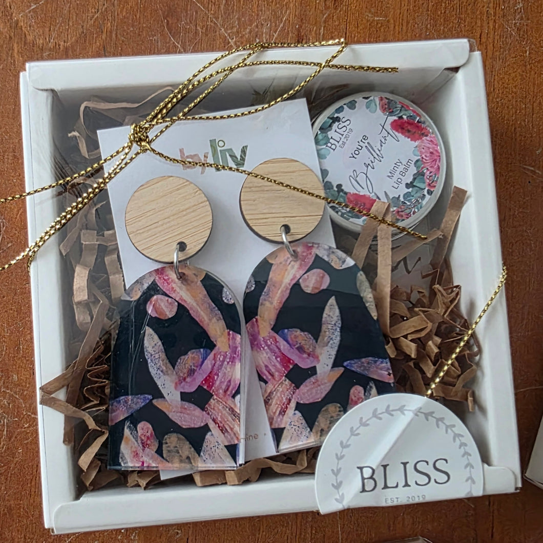 Earring Dangles & Lip balm gift box (assorted)