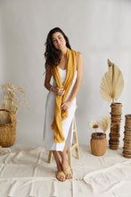 Load image into Gallery viewer, mustard scarf, ethical scarf, cotton scarf, Autumn scarf
