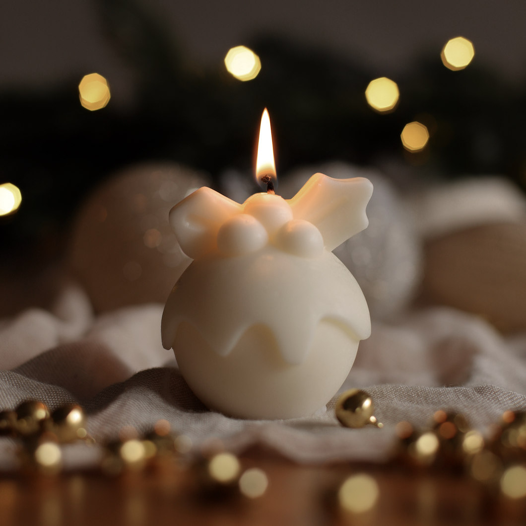 christmas candle, pudding