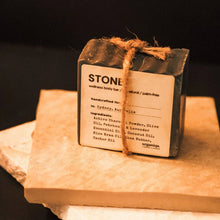 Load image into Gallery viewer, Bar of soap with a label 'STONE' on a stone surface
