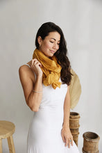 Load image into Gallery viewer, mustard scarf, ethical scarf, cotton scarf, Autumn scarf
