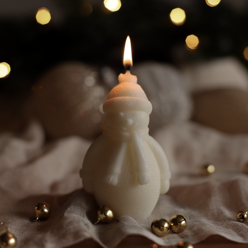 snowman candle, christmas candle