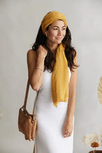 Load image into Gallery viewer, mustard scarf, ethical scarf, cotton scarf, Autumn scarf
