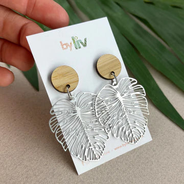 Monstera Steel Dangles